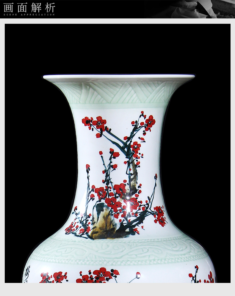 Jingdezhen hand - made peony name plum double - sided design ceramic vase of large sitting room adornment is placed TV ark