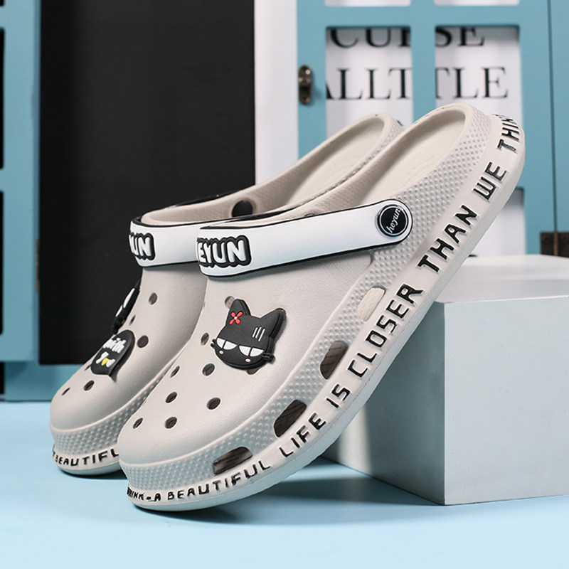 Dongle Shoes Men's Summer Baotou Slippers Fashion Exterior Wearing Non-slip Soft Bottom Personality Big Head Trendy Men Beach Sandals