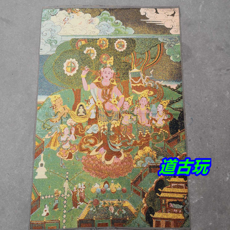 Antiquity Religious Buddha Tangka Antiquity Collection of Embroidery Painting of Tangka Embroidery Tangka Embroidery Tibetan Buddha