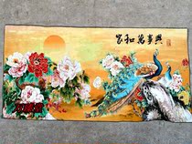 Ancient Play Calligraphy and Embroidery Su Embroidered Brocade 1 2 m Zhongtang Living room decorated with Chinese style scenic painting Home and Wanthing
