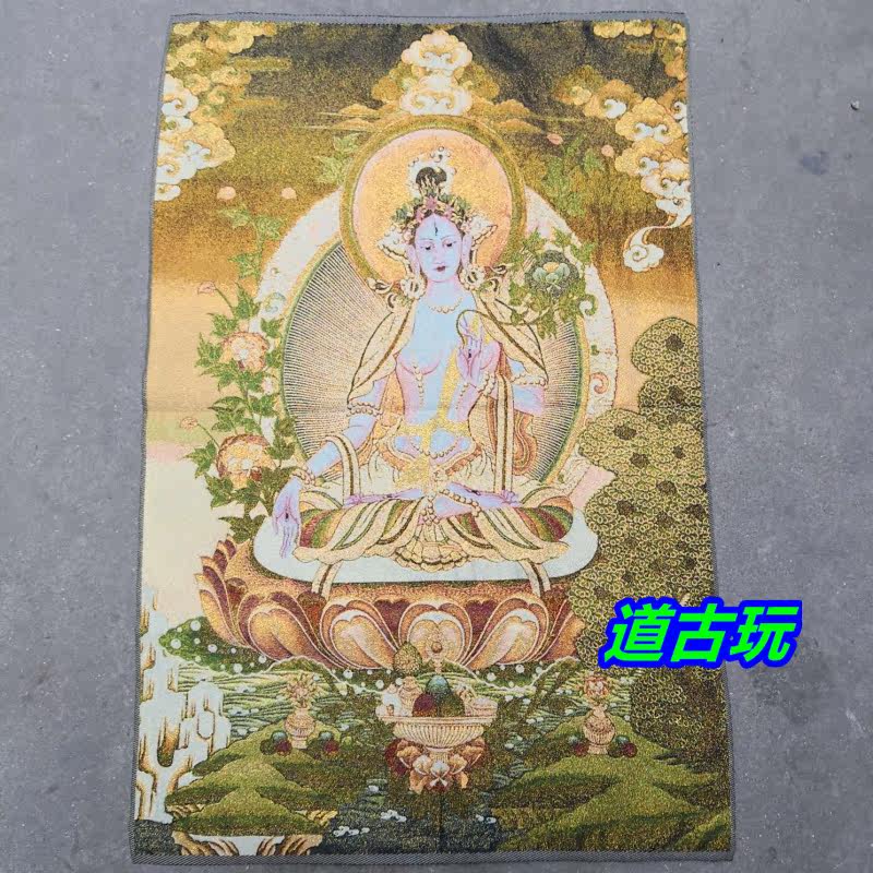 Antique religious Buddha statue thangka antique collection embroidery painting brocade painting su embroidery thangka embroidery white tara