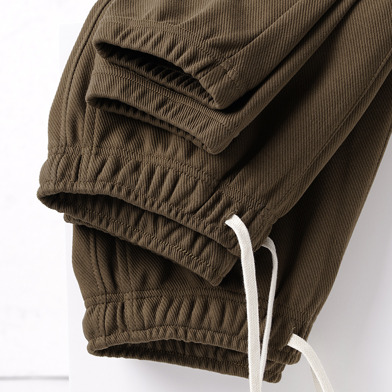 Brown Heavyweight Twill Leggings Sweatpants Men's Sports Casual Pants Textured Loose Simple Pants Spring & Fall Pants