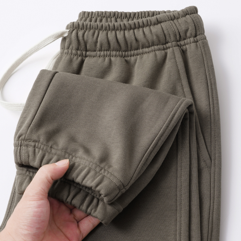 Light Army Green Knitted Terry Jogger Sweatpants for Men, Spring and Autumn Style, Solid Color Sports Pants, Loose Casual Pants for Boys