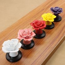 Furniture cabinet handle single hole rose flower ceramic handle modern simple pastoral cabinet drawer wardrobe door handle