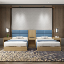 Hotel furniture standard room full set of fast soft bag bed rental hotel room furniture bed hotel apartment queen bed
