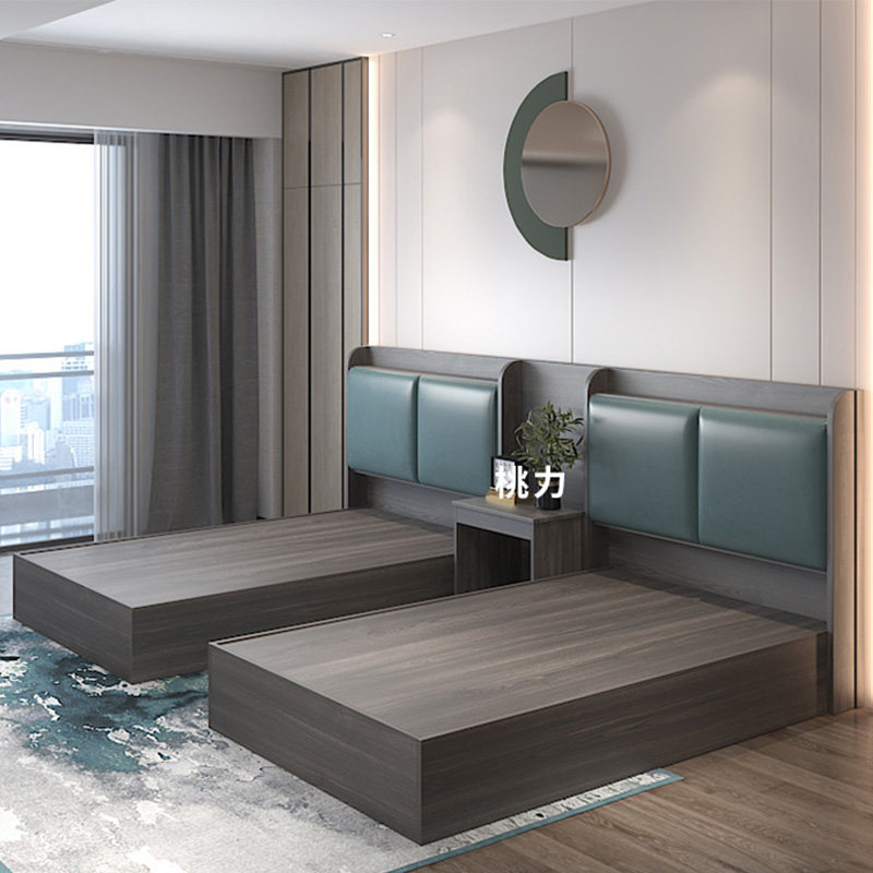 Hotel furniture standard room full set of custom hotel bed standard room double bed apartment bed and breakfast hotel bed