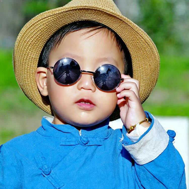 Children Round Frame Sunglasses Boy Girl Taiko Sunglasses Metal Small Round Retro Glasses Photo Performance Decoration