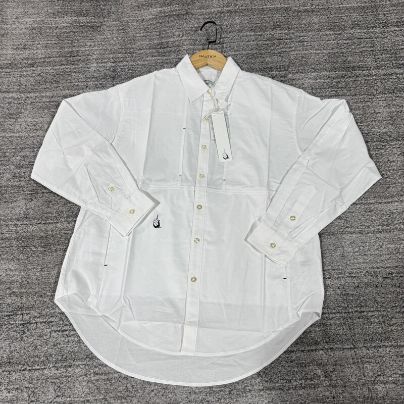 Authentic Nautica White Sail Japanese Unisex Silhouette Versatile Workwear Long-Sleeve Shirt Ww2364