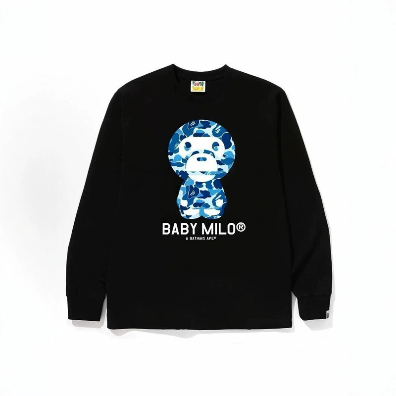 Supply of Trendy Brand Bape Ape Head Long-Sleeve T-Shirt, Heavyweight Shark Top, Base Layer T-Shirt 1