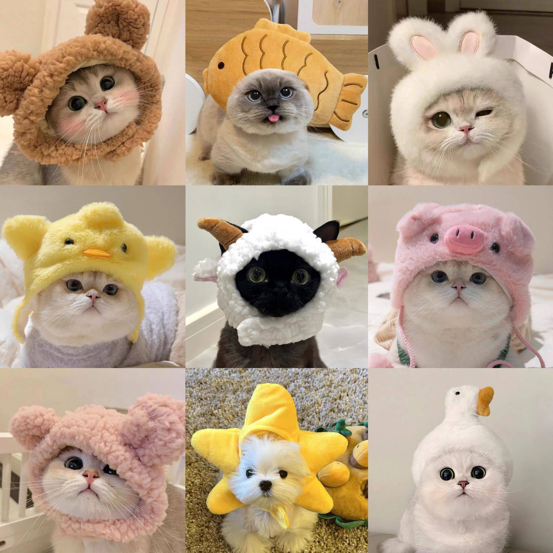 宠物帽子猫咪狗狗毛绒头套可爱变装拍照装饰搞怪帽动物造型拍照帽