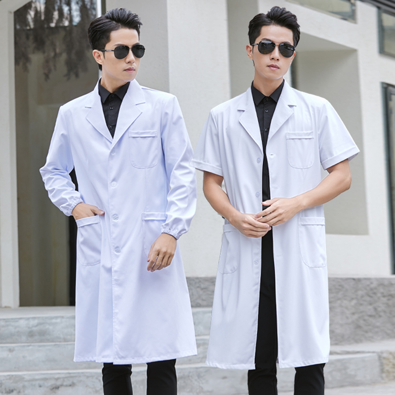 White coat male sleeves summer medical student coat short sleeves long chemistry laboratory nurse clothes for doctors