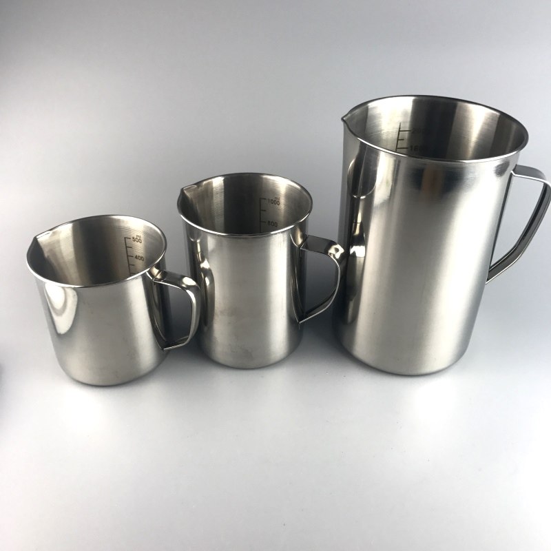 不锈钢量杯烧杯 500 1000ml 2000毫升  刻度杯