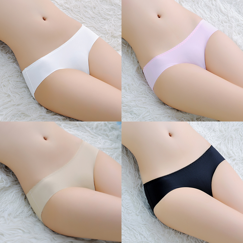 Women's ice silk incognito underwear Female sense of low waist sex confusion passion Autumn ultra-thin Japanese one-piece briefs