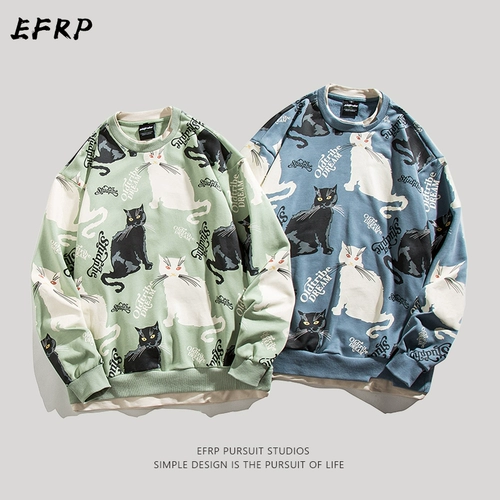 Efrp Гонконг дизайнерский маркируйка расположен с фальшивыми фальшивыми двумя кусочками свитеров Мужчины и женского кота с напечатаны кошкой