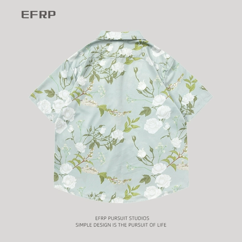 Love White Rose | efrp | Нишевая дизайнерская бренда | Гендерный ветер | Национальная печатная рубашка ветра