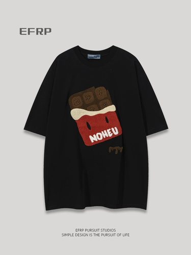 Кусочек шоколада | Дизайнерский бренд | Мужская футболка с короткими рукавами и вышивкой EFRP, лето 2024, новый стиль