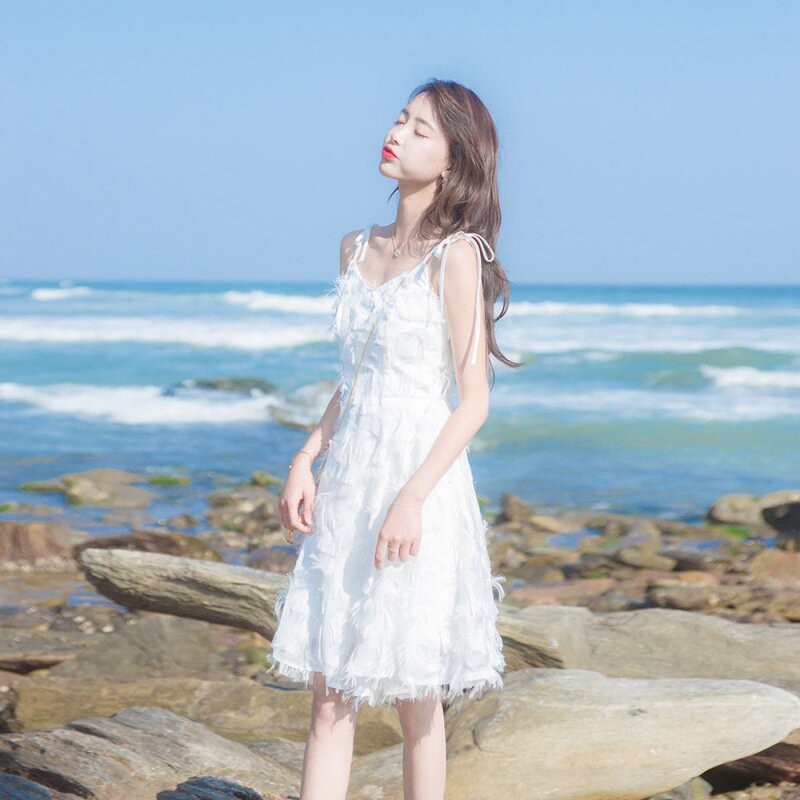 2020 Summer New Women's Clothing Seaside Resort Beach Dresses Beach Dresses Small Fairy Nepotism Women's Dress Fluo Suo Dresses Foreign Dress Skirts