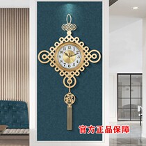 New Chinese pure copper living room large hanging bell modern light luxury home copper timepiece individuality creativity China knot wall-mounted wall clock