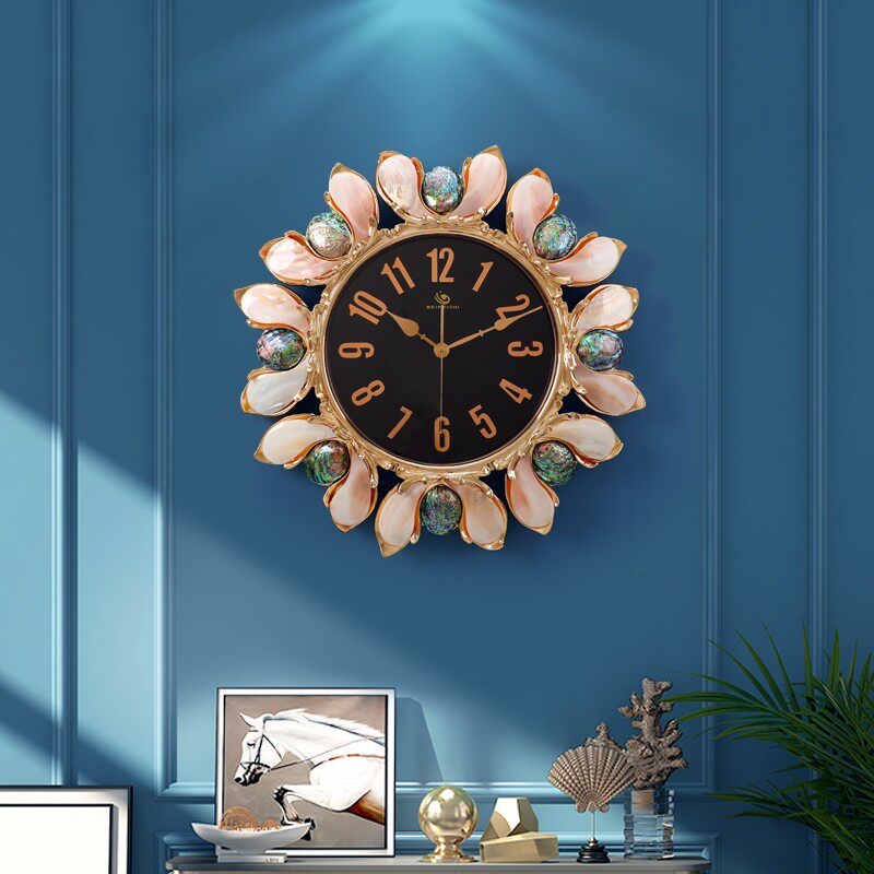 Light Extravagant Atmosphere Hung Clock Living Room Decoration Clocks Modern Creative Nordic Home Clock Eurostyle Shells Genguan Wall-hanging-Taobao
