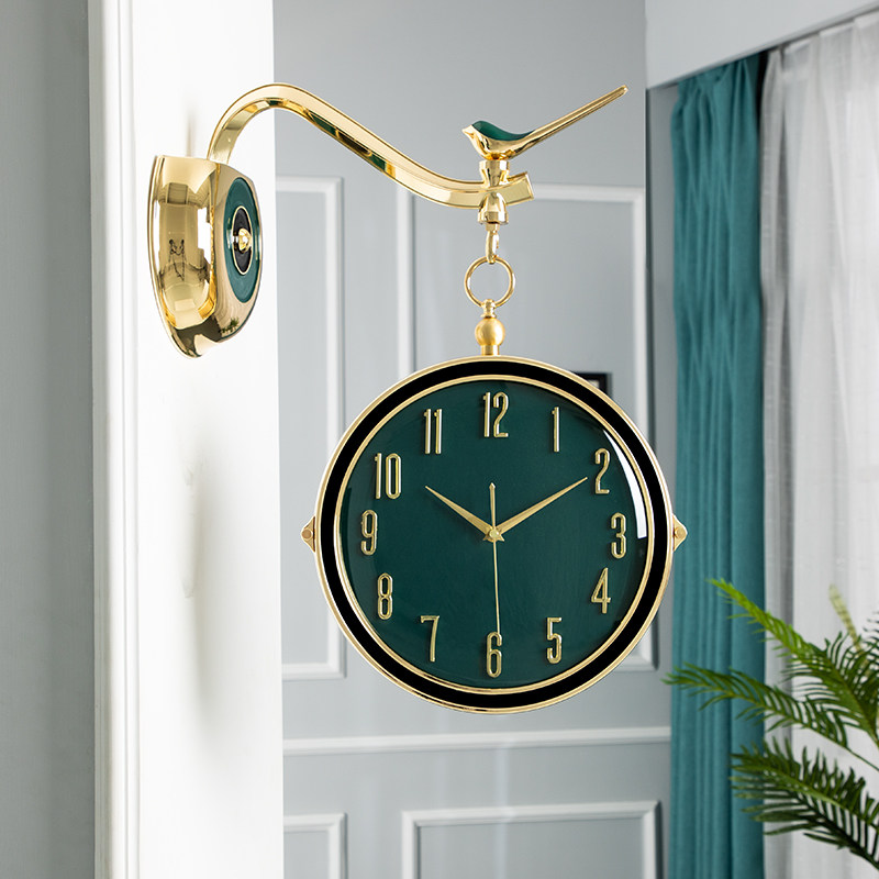 Double-sided living room big clock modern simple luxury two-sided watch Nordic dining room decoration clock creative wall clock