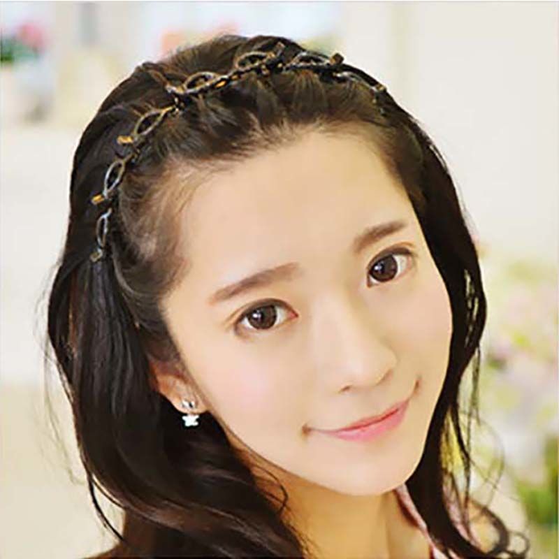 Hollow braided hair hoop Japan and South Korea new style net red hair clip hair new style multi-layer hollow braided hair hoop