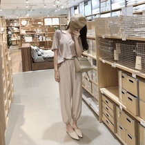 2022 New big code Womens dress Fat mm Slim Suit Summer Women Summer Broadlegged Pants Casual Two Sets of Covered Meat