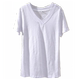 ເສື້ອຍືດຄໍ V-neck ໄມ້ໄຜ່ແບບເກົາຫລີໃຫມ່ທາງຫນ້າສັ້ນແລະຍາວກັບຄືນໄປບ່ອນ
