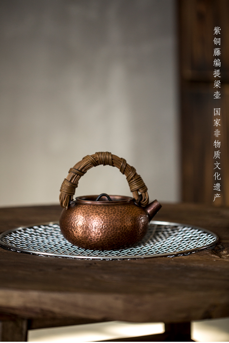 Dream ShuYu rhyme pure manual the cane top service up copper to burn pot of boiled tea teapot Japanese household kung fu retro girder