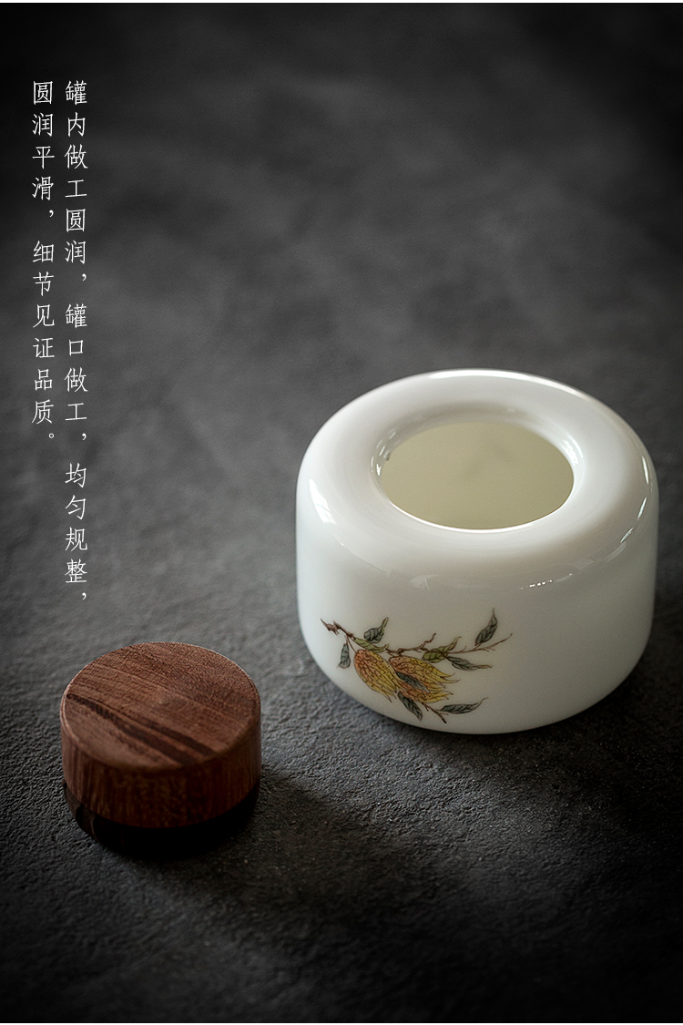 Dream ShuYu rhyme dehua white porcelain hand - made ceramic seal pot caddy fixings moistureproof household small POTS of tea warehouse