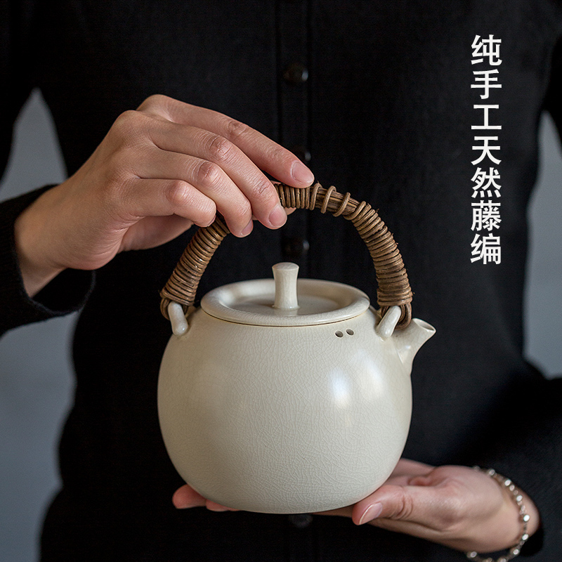 Dream ShuYu rhyme pure manual white clay ceramic pot teapot tea set electric kettle household girder TaoLu dedicated