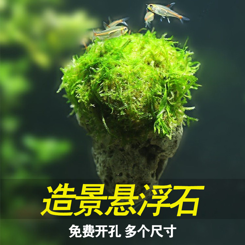 Floating stone simulation Drift family building decoration artificial floating stone Avatar water grass fish tank Moss stone suspended stone
