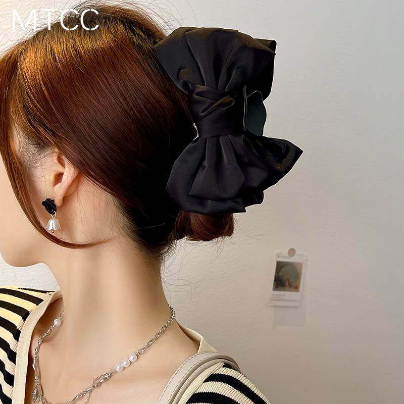 Elegant satin large butterfly bow grab jacket autumn shark jacket large high-level hair clamp behind head head cloth