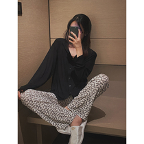 Net red pajamas womens spring and autumn 2021 new suit can wear cotton home clothing long sleeve casual two-piece set
