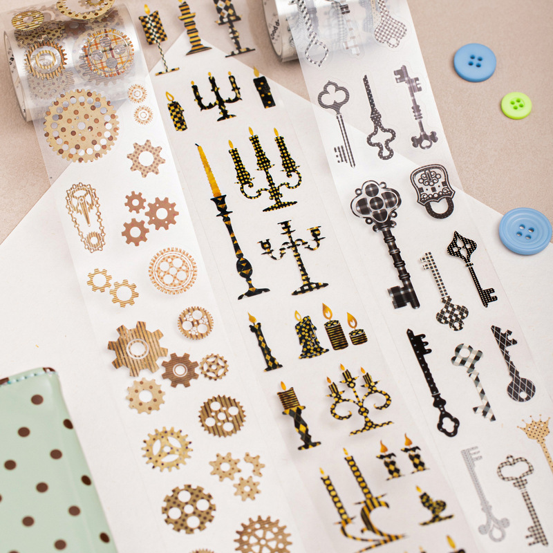Element Market Series Die-Cut Waterproof Pet Tape Basic Gear Key Vase Items Journal Decoration Stickers Element Market Series Die-Cut Waterproof Pet Tape Basic Gear Key Vase Items Journal Decoration Stickers