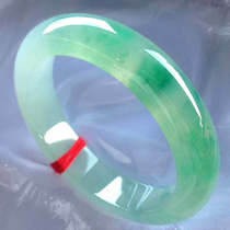 Natural Burmese ice species floating green flower jade bracelet round bar Yang green imperial concubine jade bracelet positive ring girl belt certificate
