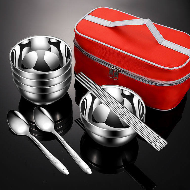 304 cutlery bowl cutlery bowl stainless steel portable camping picnic bag portable cutlery adult tableware travel set