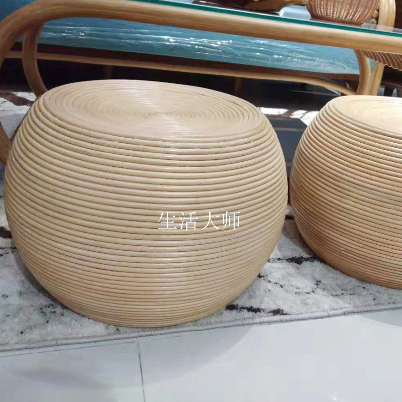 ins Southeast Asia tea table Indonesian real rattan homestay tea table rattan footstool weaving shoe stool simple round low table