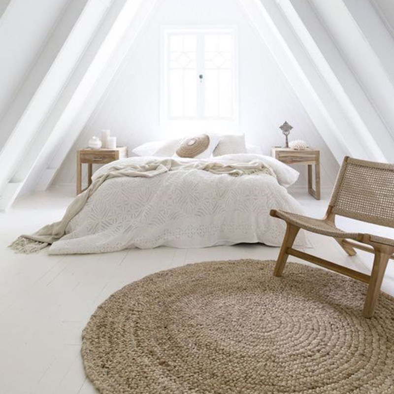 Vietnam water grass handmade mat grass woven carpet round balcony floor mat bedroom carpet clothing store photography decoration