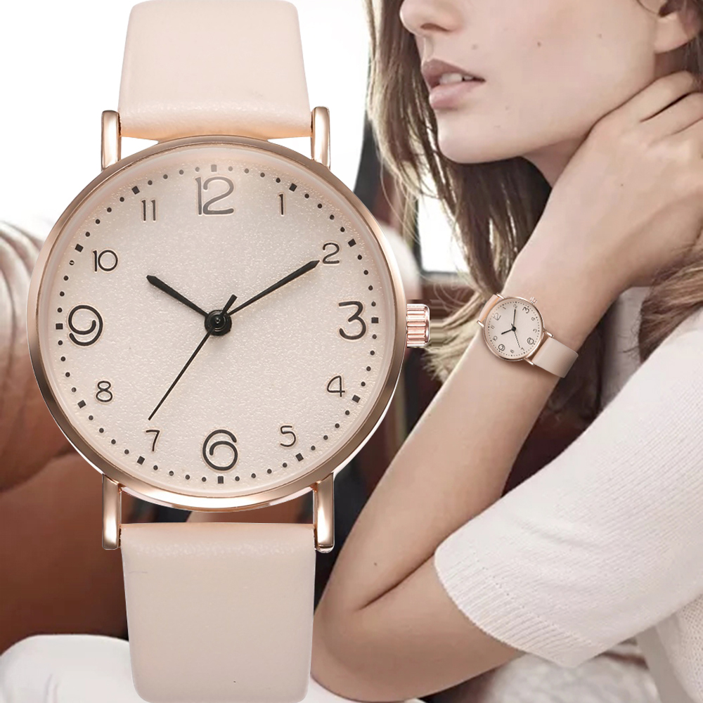 Fashion Women Luxury Leather Quartz Wristwatch Golden Watch