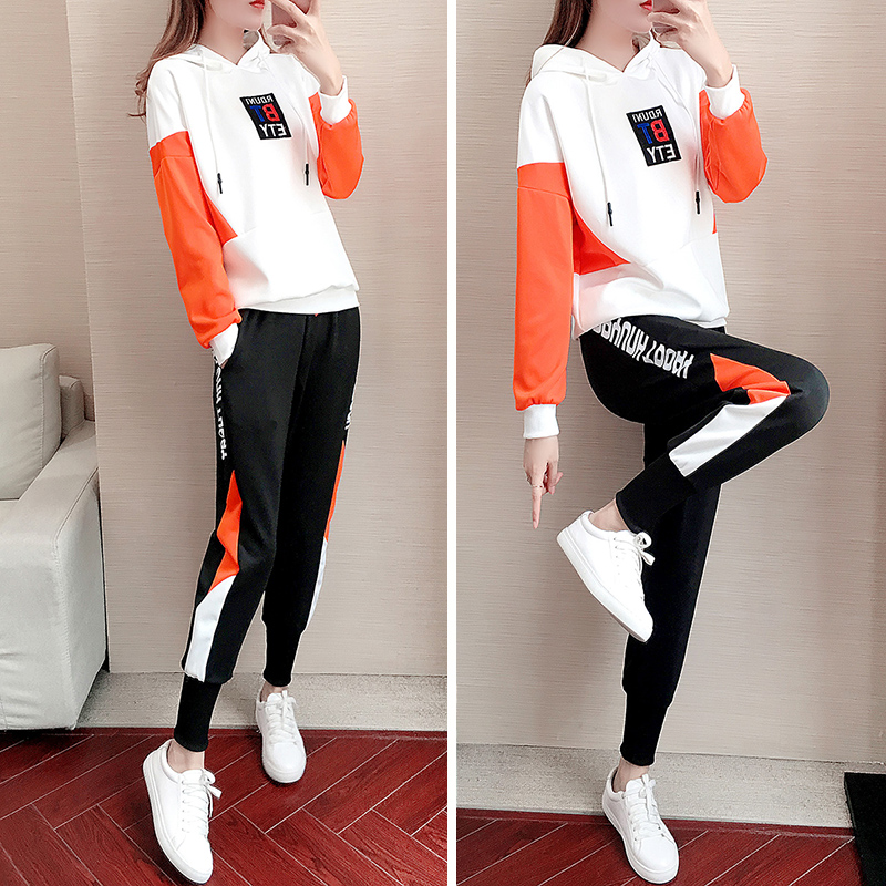 Tide brand 2021 autumn new student temperament casual sports suit female Korean style fashion foreign style sweater two-piece set