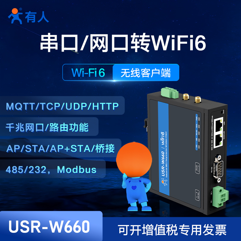 Industrial-Grade Rs485/232 to Ethernet Wireless Client Roaming Wifi6 Serial Server W660 Industrial-Grade Rs485/232 to Ethernet Wireless Client Roaming Wifi6 Serial Server W660