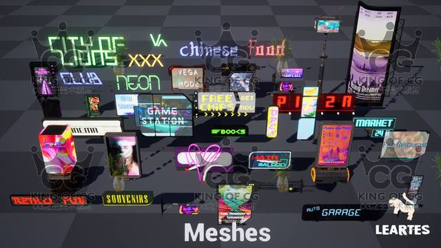 Ue5 Unreal Engine 4 Cyberpunk Neon Sign Billboards Signs Set