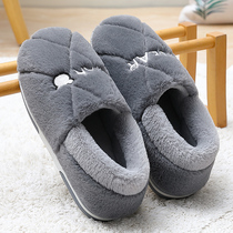  Mens cotton slippers winter indoor thick bottom couple home thickened outer wear plus velvet foot warm slippers mens winter