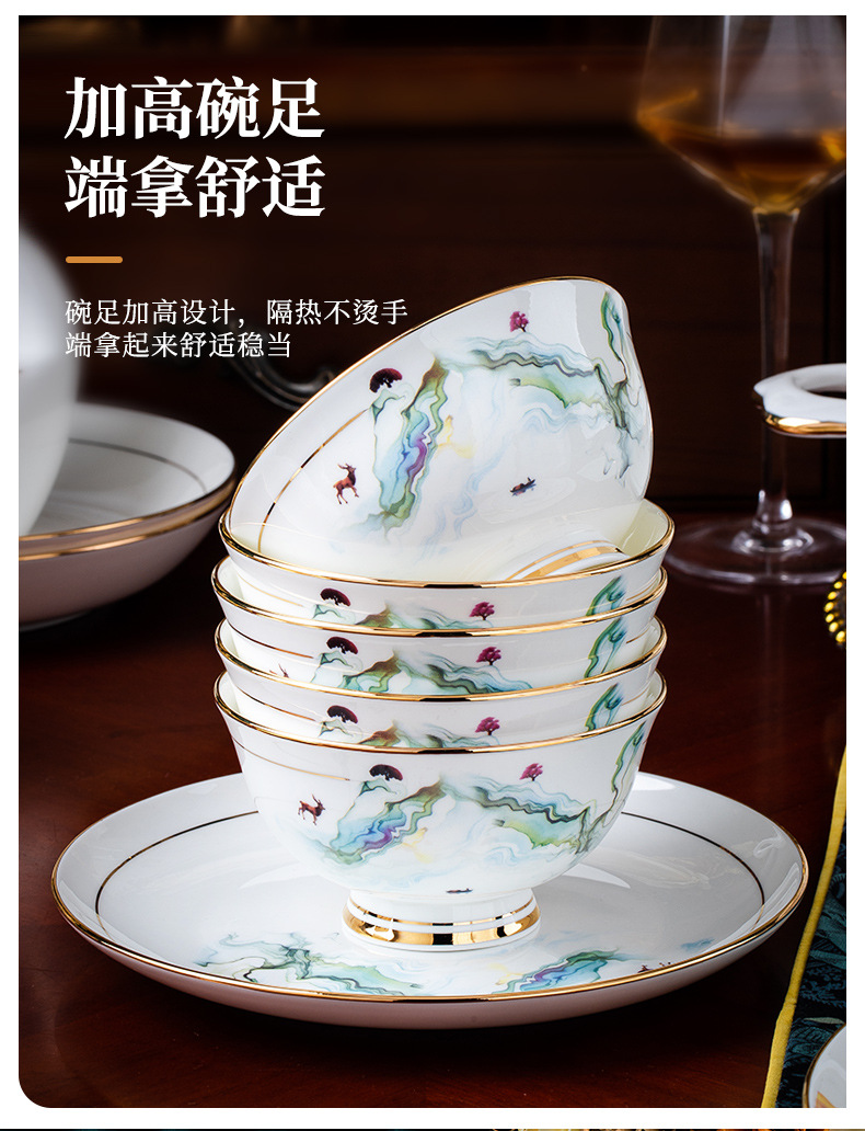 Wooden house product dishes suit household utensils dishes jingdezhen modern combination light key-2 luxury high - grade ipads China up phnom penh