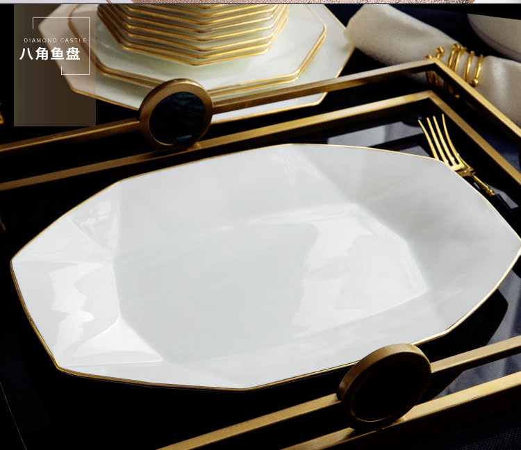 Wooden house product jingdezhen ipads China up phnom penh dish suits for modern tableware light key-2 luxury high - grade contracted household northern Europe