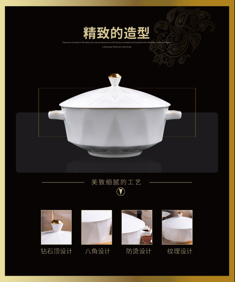 Wooden house product jingdezhen ipads China up phnom penh dish suits for modern tableware light key-2 luxury high - grade contracted household northern Europe