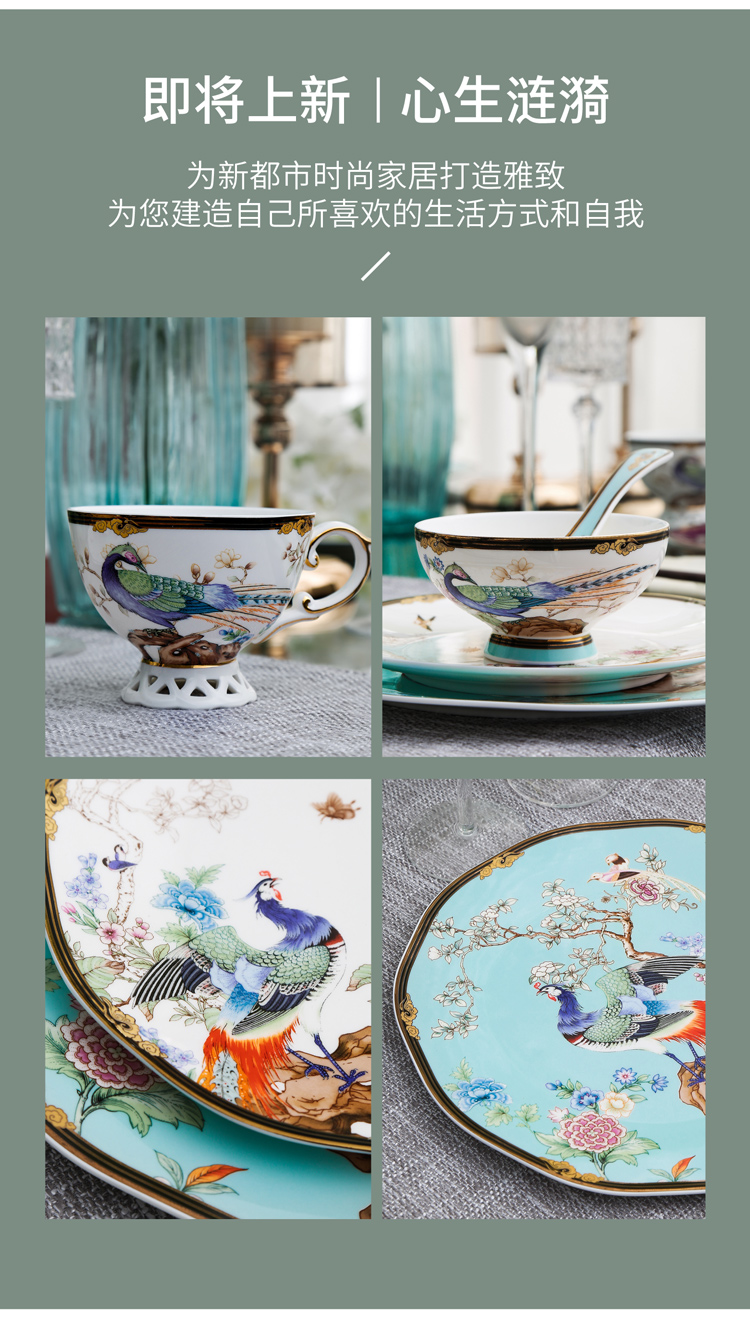 Light key-2 luxury the tide bowl dishes suit high - end exquisite gift ipads China porcelain tableware wind suit housewarming wedding gift