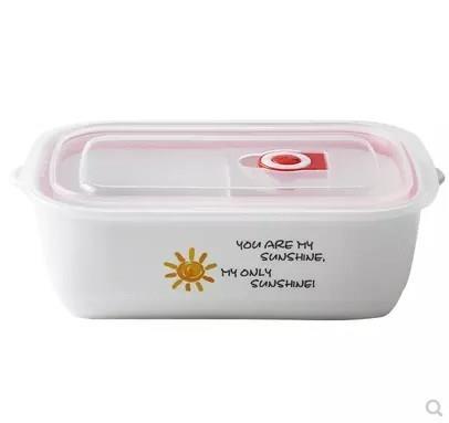 With cover space ceramic lunch box, the microwave for two or three points bento lunch box rectangle sealing bowl