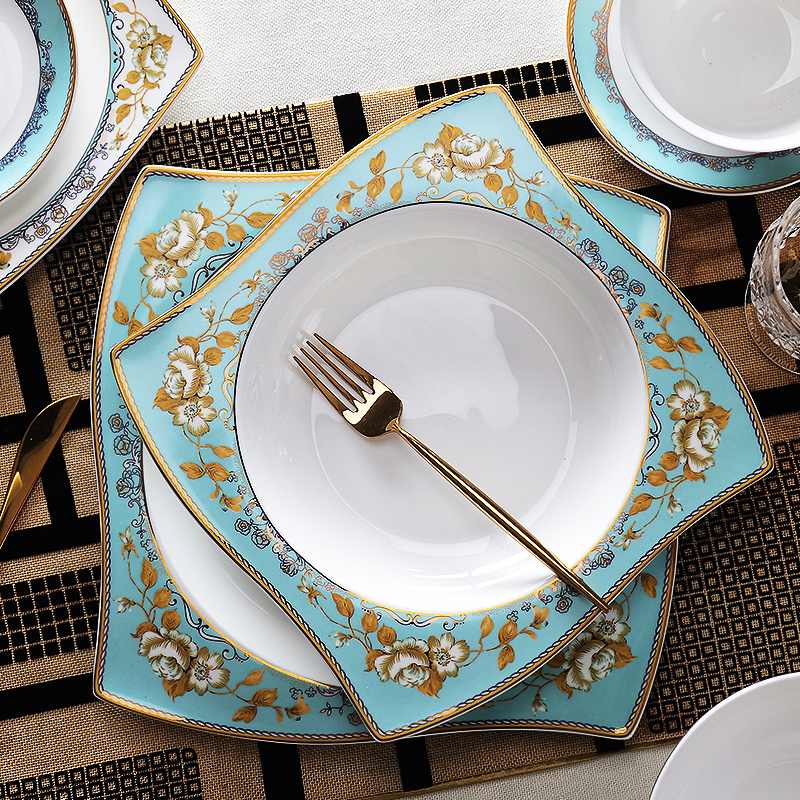 High - grade ipads China tableware suit dish bowl suit light dishes European - style key-2 luxury dishes suit household combination of gifts