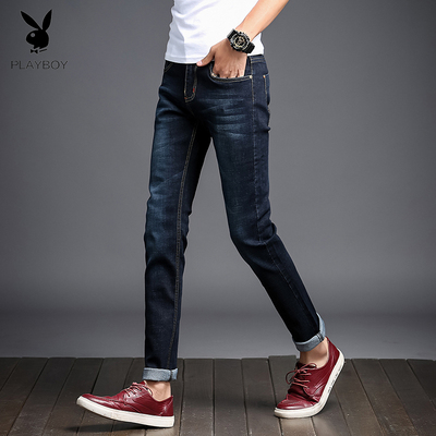 花花公子春季弹力裤子男士牛仔裤男直筒韩版宽松潮牌休闲修身